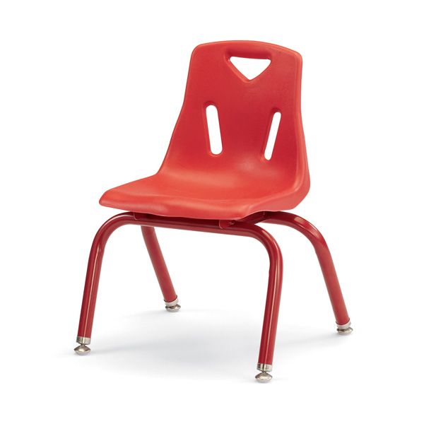 Berries® Stacking Chairs With Powder-Coated Legs - 12" Ht - Set Of 6 - Red