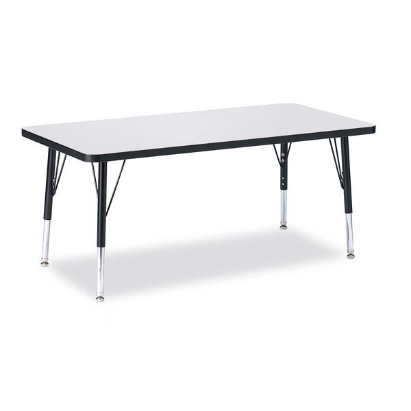Berries® Rectangle Activity Table - 24" X 48", T-Height - Gray/Black/Black