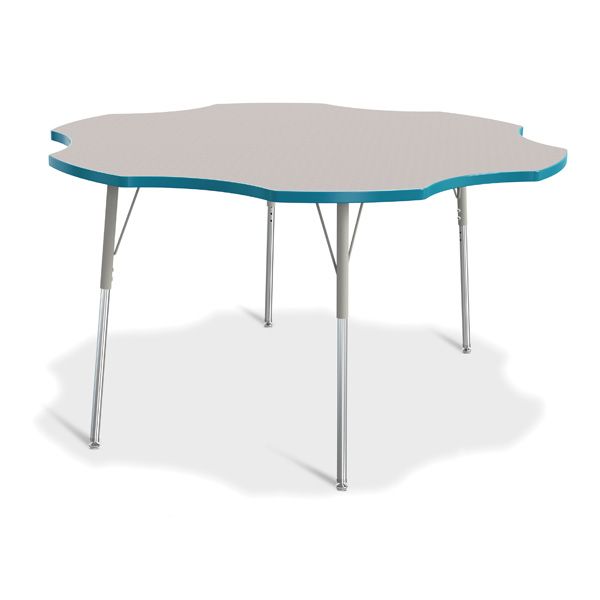 Berries® Six Leaf Activity Table - 60", A-Height - Gray/Teal/Gray
