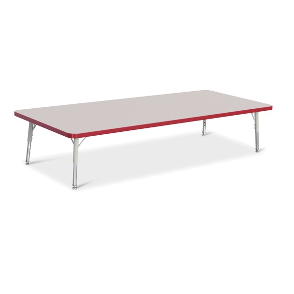 Berries® Rectangle Activity Table - 30" X 72", T-Height - Gray/Red/Gray