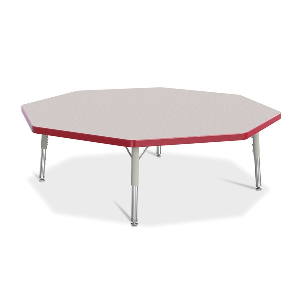 Berries® Octagon Activity Table - 48" X 48", T-Height - Gray/Red/Gray