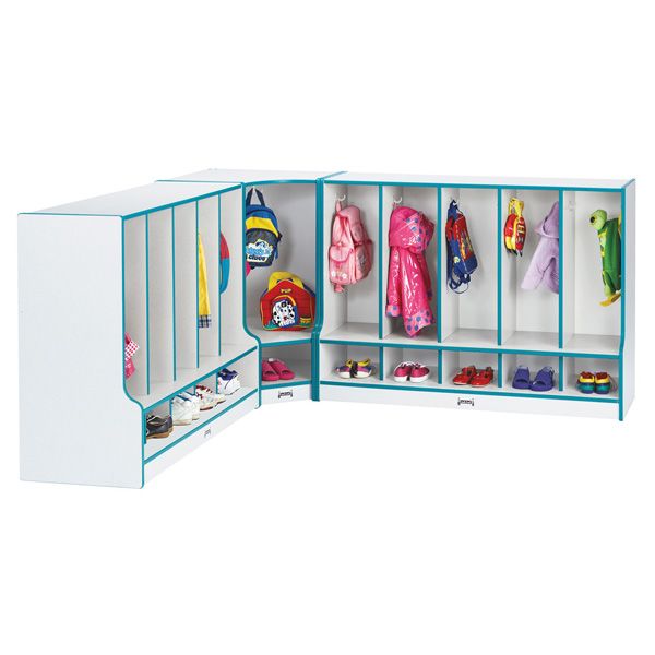 Rainbow Accents® Toddler 5 Section Coat Locker With Step - Without Trays - Teal