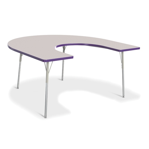 Berries® Horseshoe Activity Table - 66" X 60", A-Height - Gray/Purple/Gray