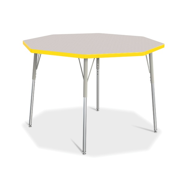 Berries® Octagon Activity Table - 48" X 48", A-Height - Gray/Yellow/Gray