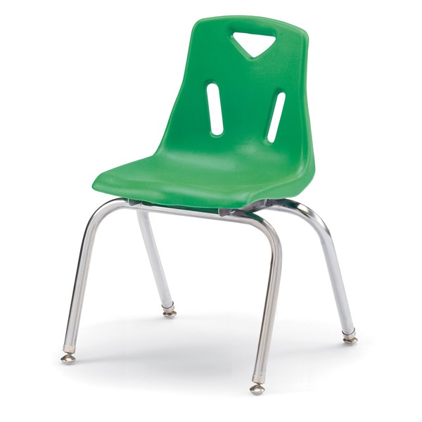 Berries® Stacking Chairs With Chrome-Plated Legs - 16" Ht - Set Of 6 - Green