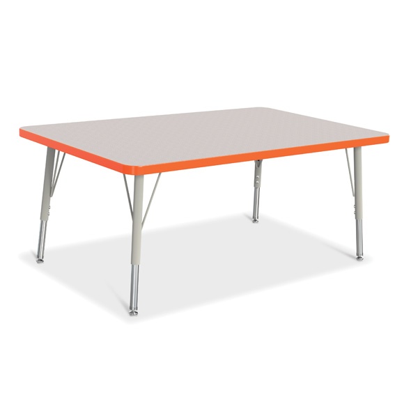 Berries® Rectangle Activity Table - 30" X 48", E-Height - Gray/Orange/Gray