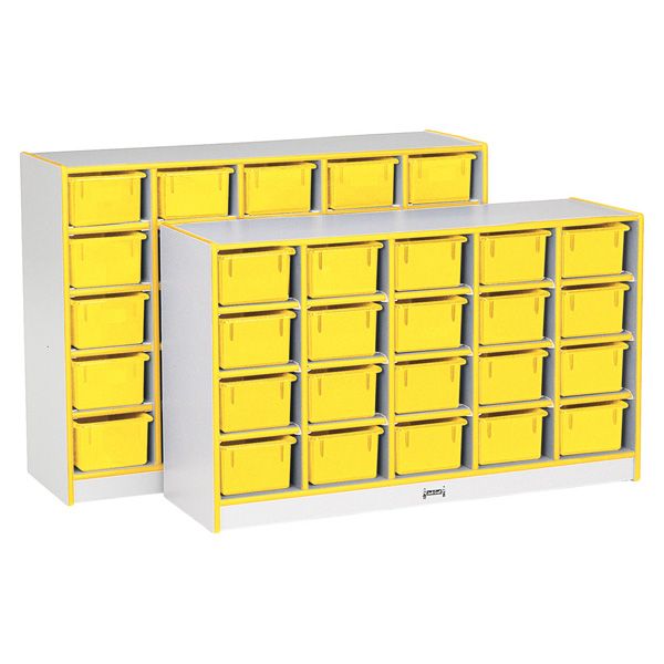 Rainbow Accents® 25 Cubbie-Tray Mobile Storage - With Trays - Yellow