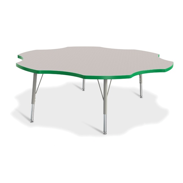 Berries® Six Leaf Activity Table - 60", E-Height - Gray/Green/Gray