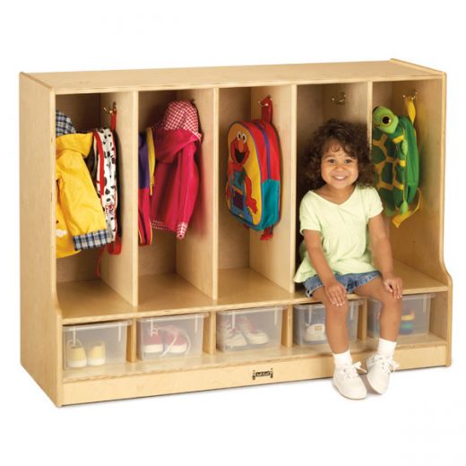 Jonti-Craft Toddler 5 Section Coat Locker With Step