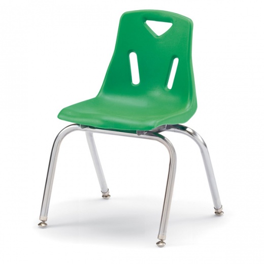 Berries Stacking Chair With Chrome-Plated Legs - 16" Ht - Green