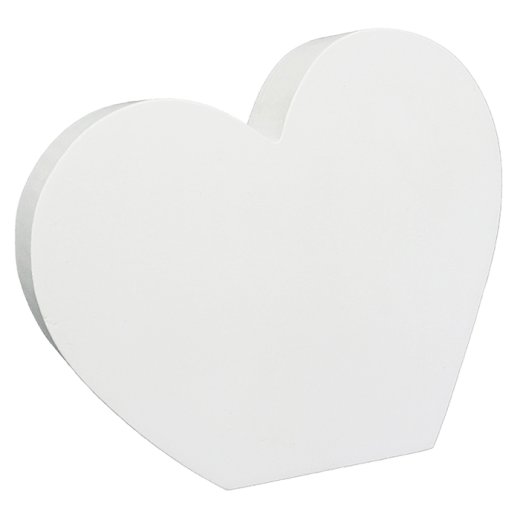 White Coated Wood Heart Block 5.90" X 5.11"