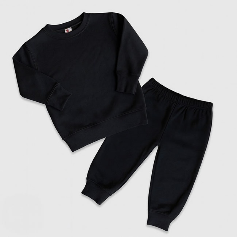 Toddler Fleece Jogger Pants And Sweatshirt Set – Black – 100% Polyester