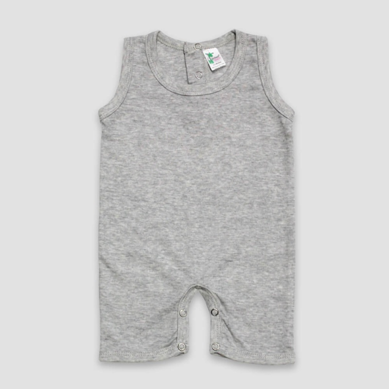 Baby Sleeveless Romper – Heather Gray – Polyester-Cotton Blend