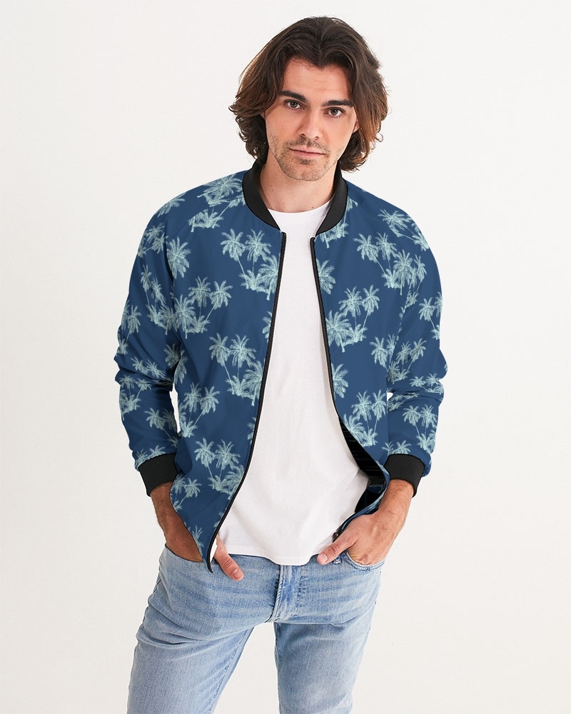Pastel Palm Tree Hawaiian Print Men's Bomber Jacket