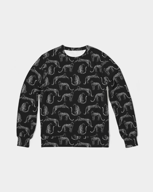 Men's Classic French Terry Crewneck Pullover Cheetah Silhouette