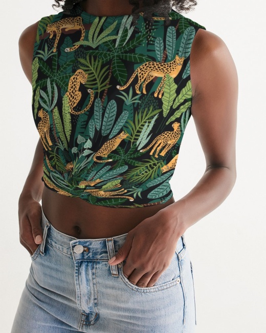 Women's Twist-Front Tank Jungle Cheetah