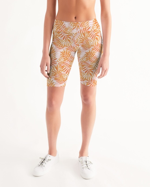 Women's Mid-Rise Bike Shorts Layered Palms