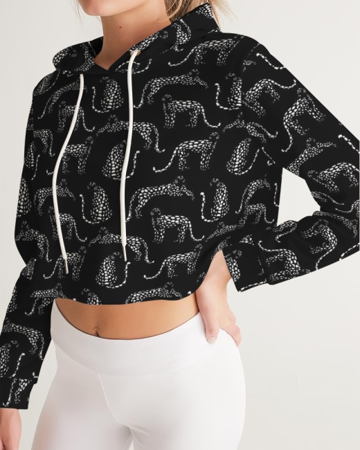 Women's Cropped Hoodie Cheetah Silhouette