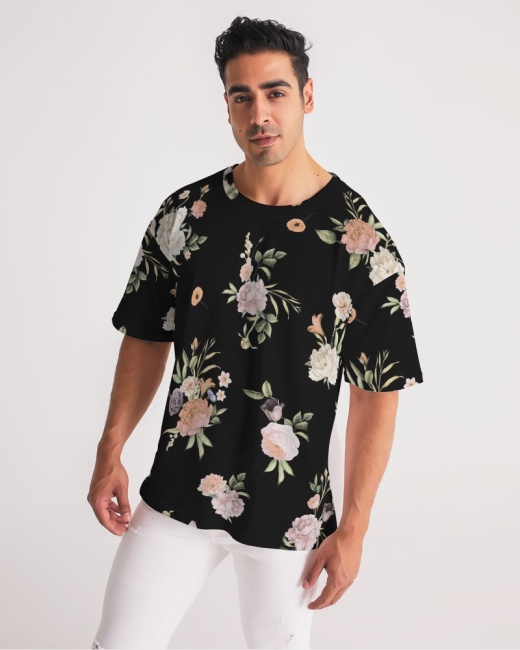 Men's Premium Heavyweight Tee Floral Pattern