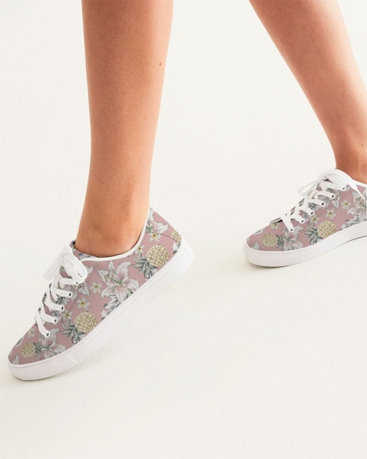 Women's Faux-Leather Sneaker Pineapple Floral