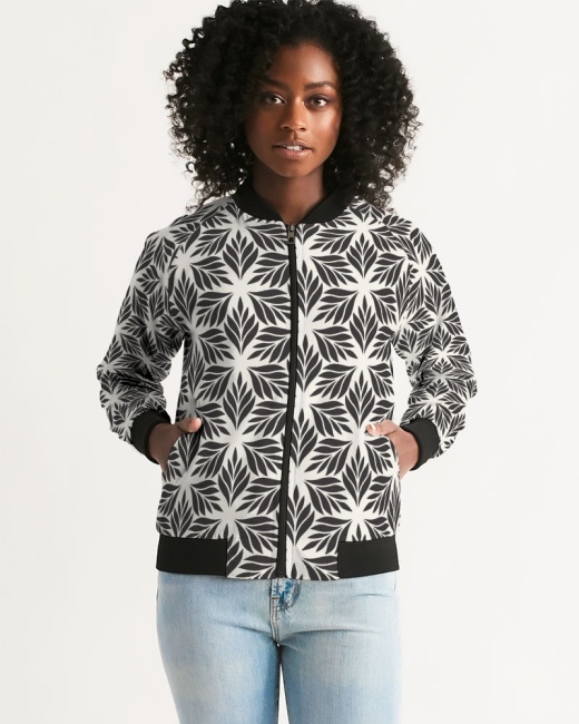 Women's Bomber Jacket Leaf Geo