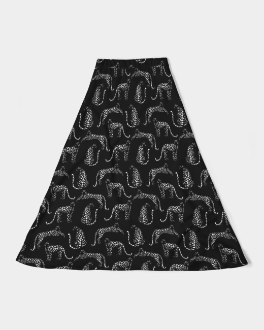 Women's A-Line Midi Skirt Cheetah Silhouette