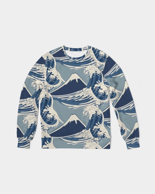 Men's Classic French Terry Crewneck Pullover Waves