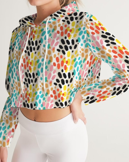 Women's Cropped Hoodie Multi Cheetah