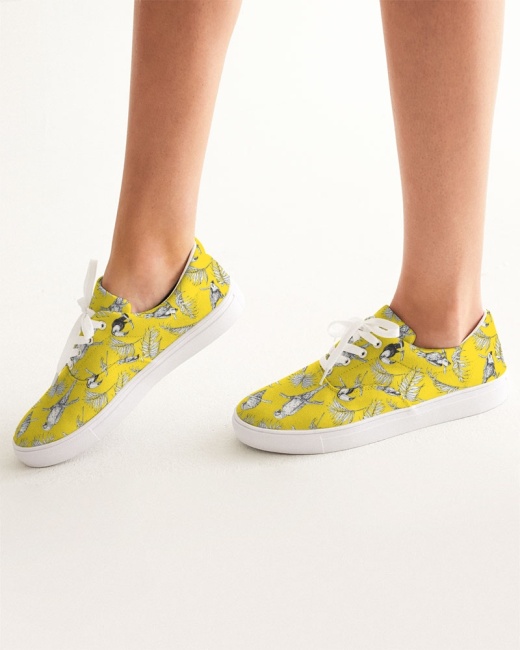 Women's Lace Up Canvas Shoe Tropical Birds