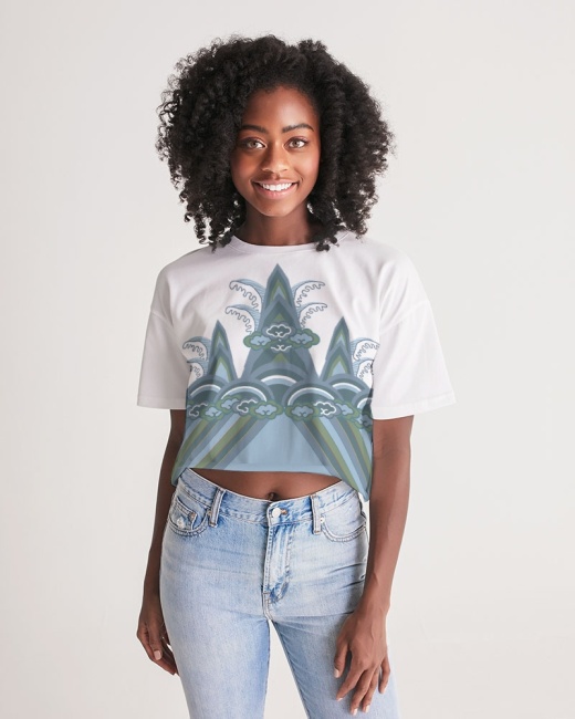 Women's Lounge Cropped Tee Ocean Waves