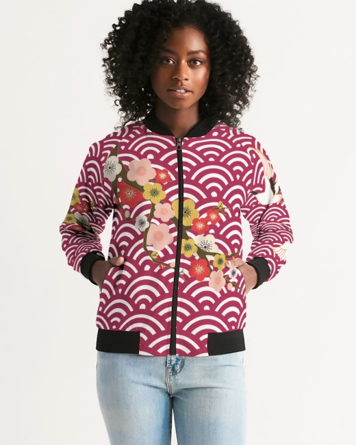 Women's Bomber Jacket Plum Blossom