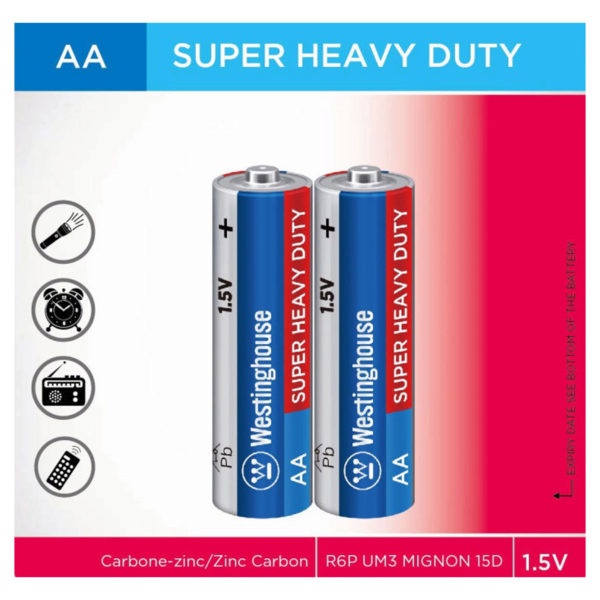 Westinghouse Super Heavy Duty 2 Pack Aa Batteries, Pack Of 24