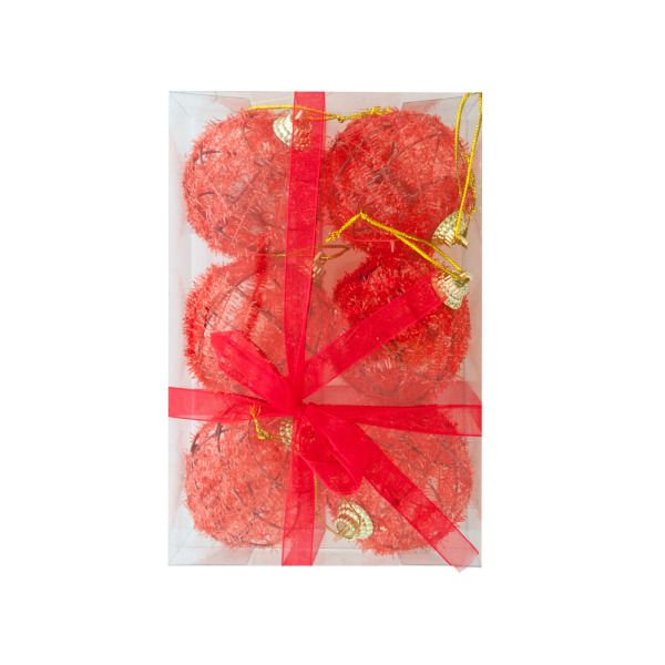 Christmas Tinsel Wrapped Ball Ornaments Set, Pack Of 20