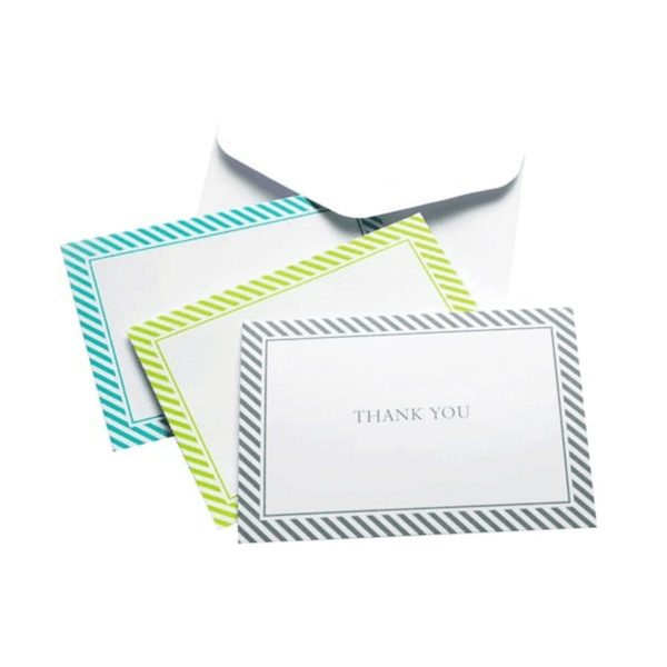 24 Count Striped Thank You Cards & Envelopes Set, Pack Of 24