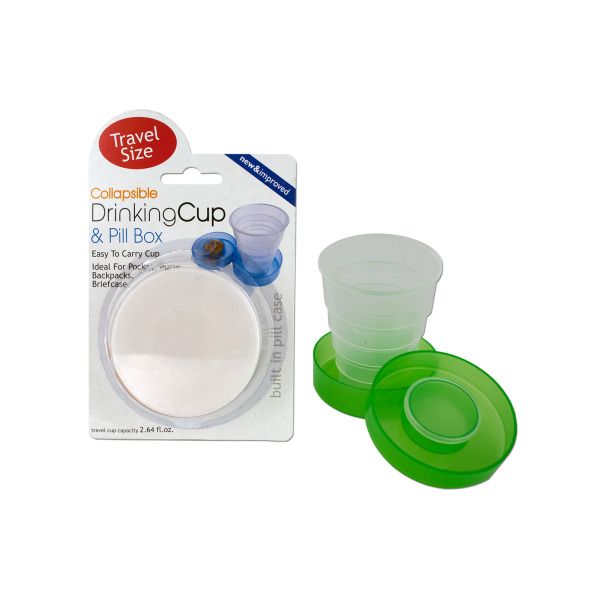Collapsible Drinking Cup & Pill Box, Pack Of 12