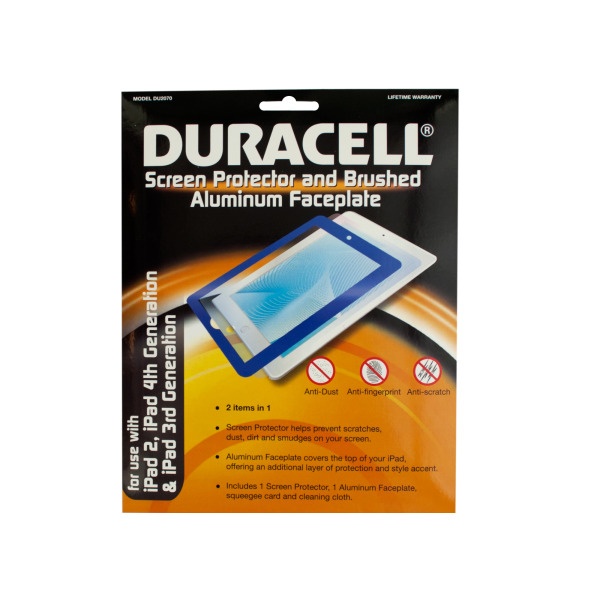 Duracell Screen Protector & Blue Aluminum Faceplate, Pack Of 12