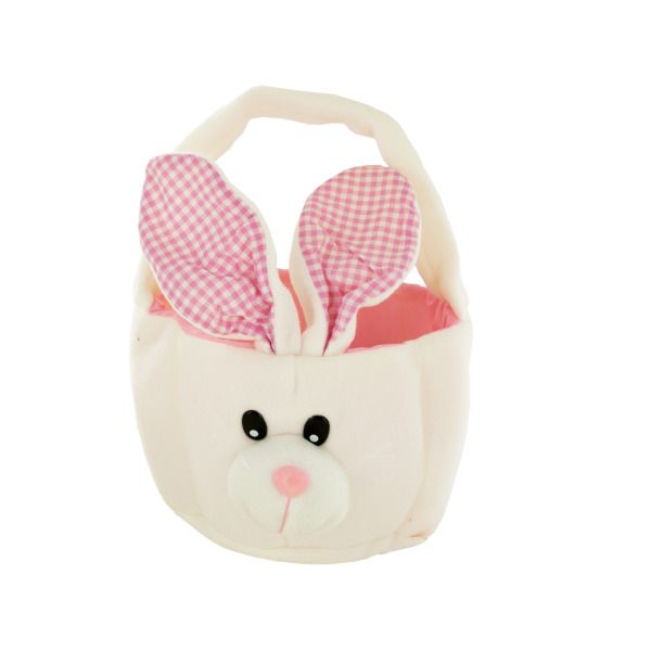Pink Plush Easter Bunny Basket, Pack Of 12