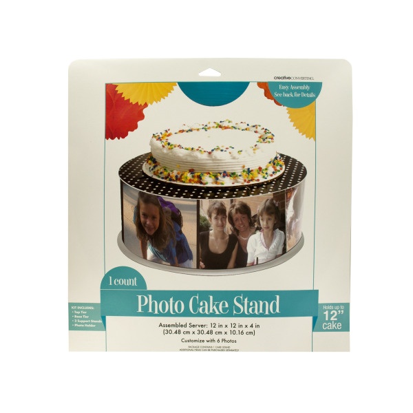 Black And White Polka Dot Photo Cake Stand, Pack Of 24