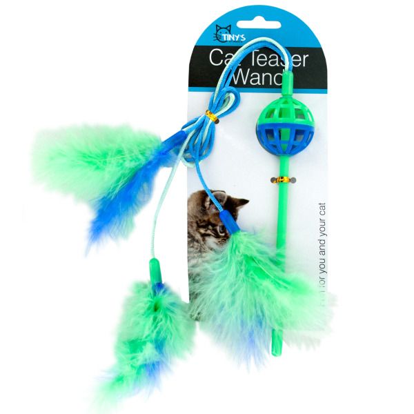 Cat Teaser Wand With Feathers, Pack Of 24