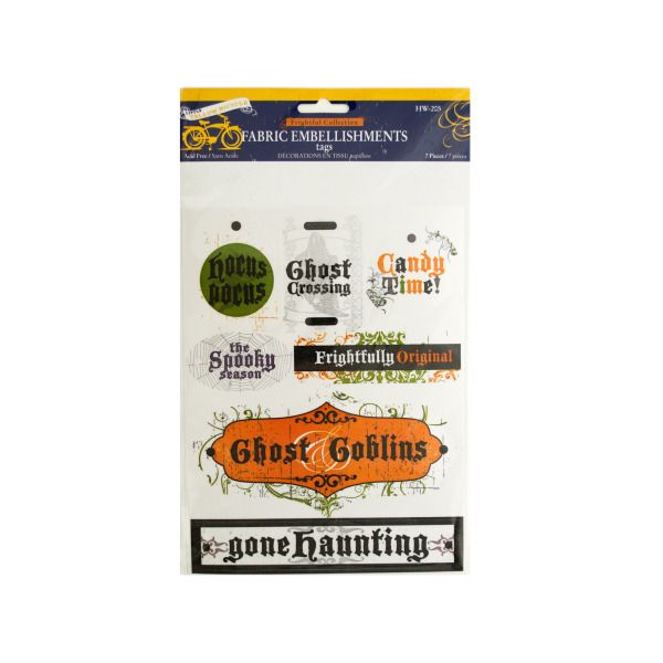 Halloween Fabric Embellishment Sticker Tags, Pack Of 24