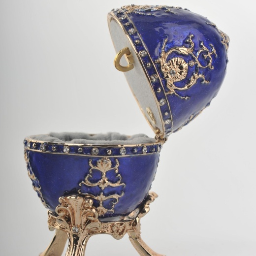 Blue Faberge Egg Music Box by Keren Kopal