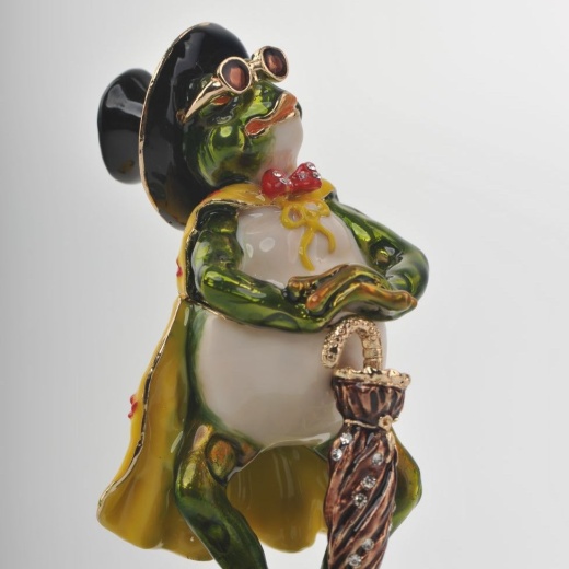 Elegant Frog In Yellow Cape Trinket Box