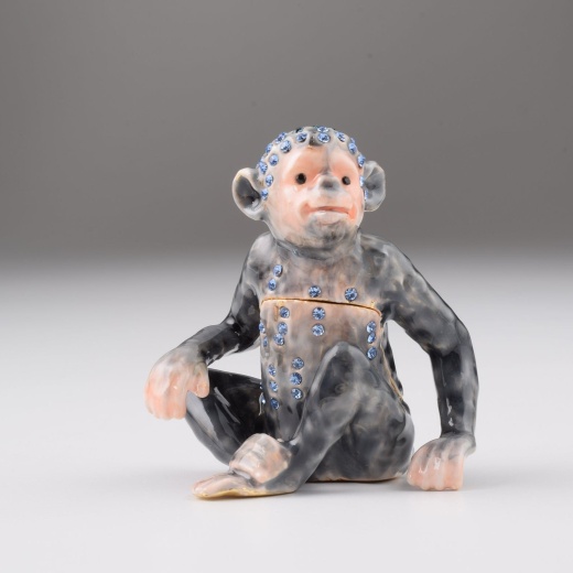 Black Monkey Enamel Painted Trinket Box by Keren Kopal