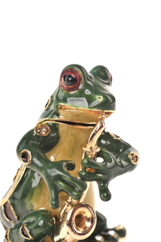 Frog Playing The Saxophone Jewelry Box by Keren Kopal