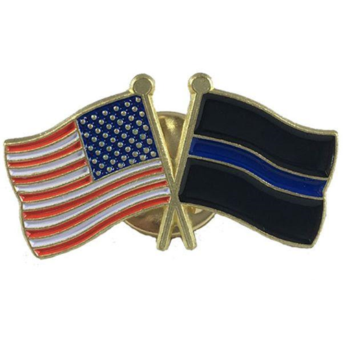 Thin Blue Line (Black Background) And American Pin, Combination