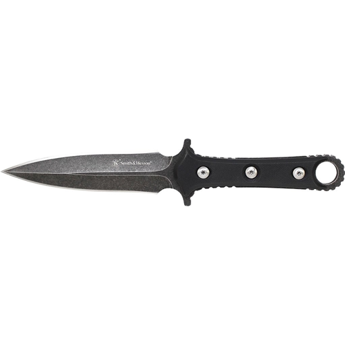 Fixed Blade, Stone Washed 8Cr13mov Spear Point Blade, Black G10 Handle, Leather Sheath. No Ship Ca, Ny, Ma