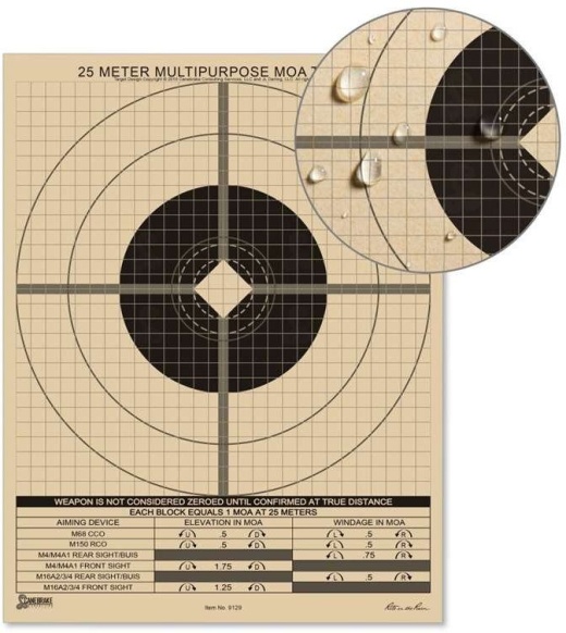 25 Meter Multipurpose Zeroing Target - Moa Adjustment