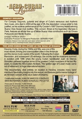 AFRO-CUBAN LEGENDS DVD 9 Popular Music