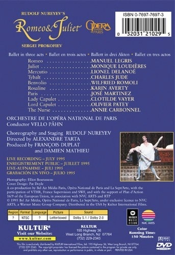 ROMEO AND JULIET (Paris Opera & Ballet) DVD 9 Ballet by Kultur