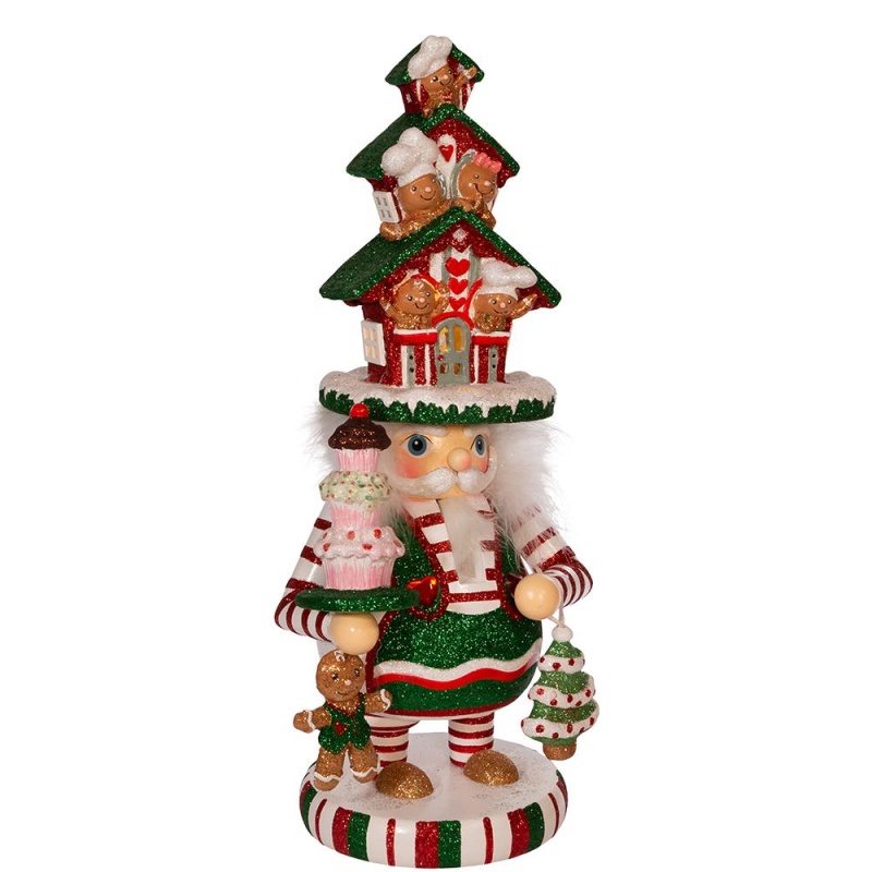 15" Hollywood Nutcrackers™ Led Gingerbread House Hat Nutcracker
